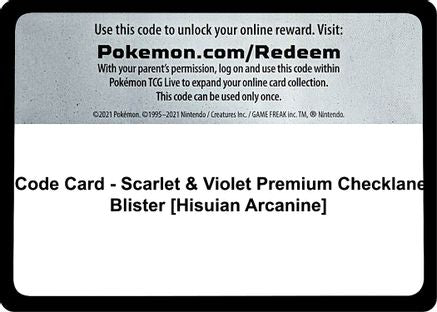 Code Card - Scarlet & Violet Premium Checklane Blister [Hisuian Arcanine]  SV01 Scarlet & Violet Base Set - Code Card-1