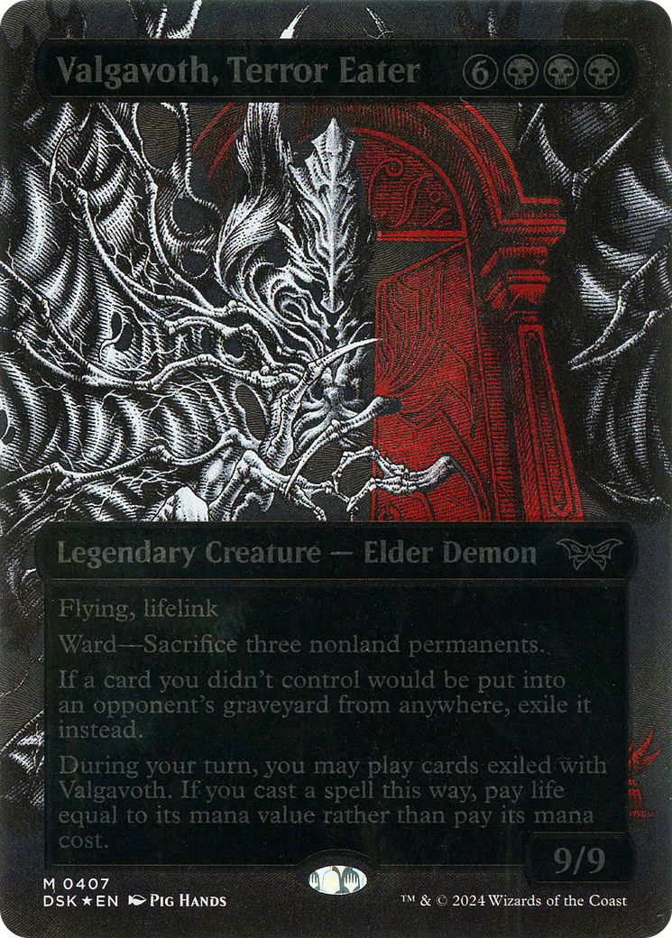 Valgavoth, Terror Eater (Showcase) (Textured Foil) (DSK-407) - Duskmourn: House of Horror: (Showcase) (Borderless) Foil-1