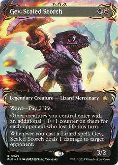 Gev, Scaled Scorch (Borderless) (Raised Foil) [Bloomburrow]-1