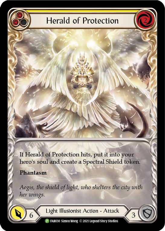 Herald of Protection (Yellow Extended Art) [FAB030] (Promo)  Rainbow Foil-1