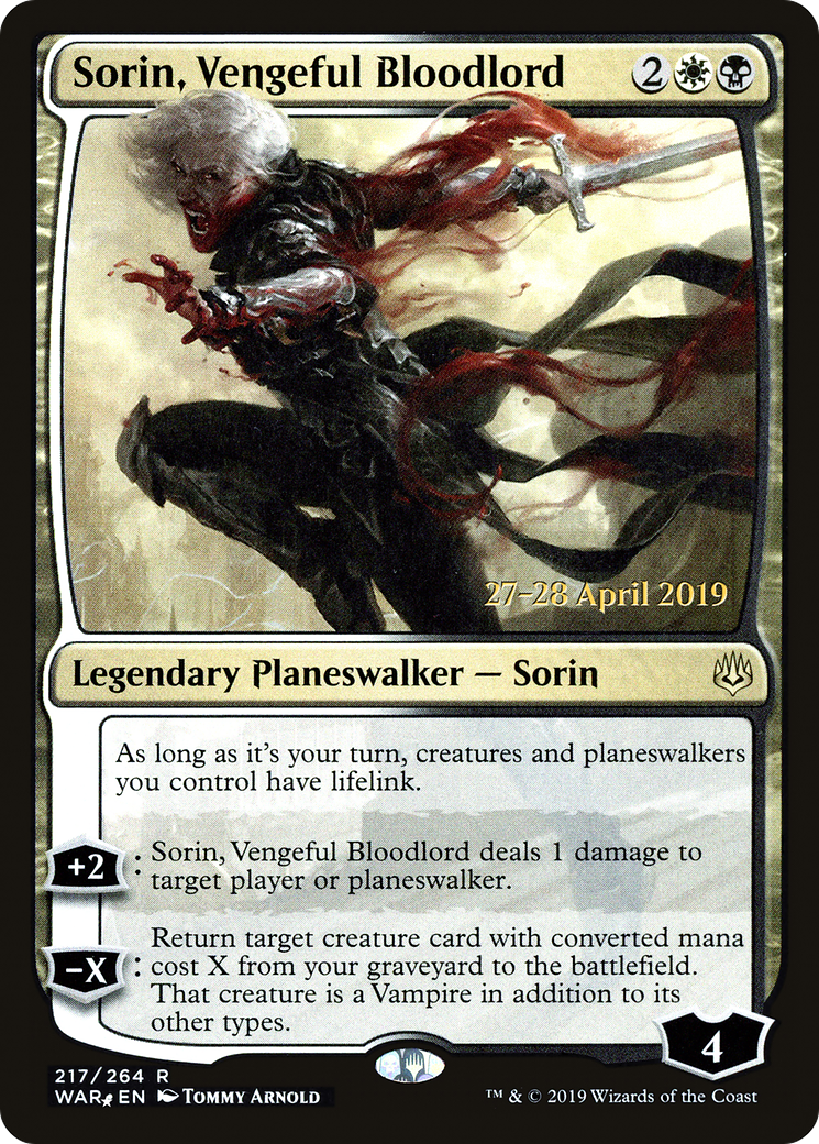 Sorin, Vengeful Bloodlord [War of the Spark Prerelease Promos]-1