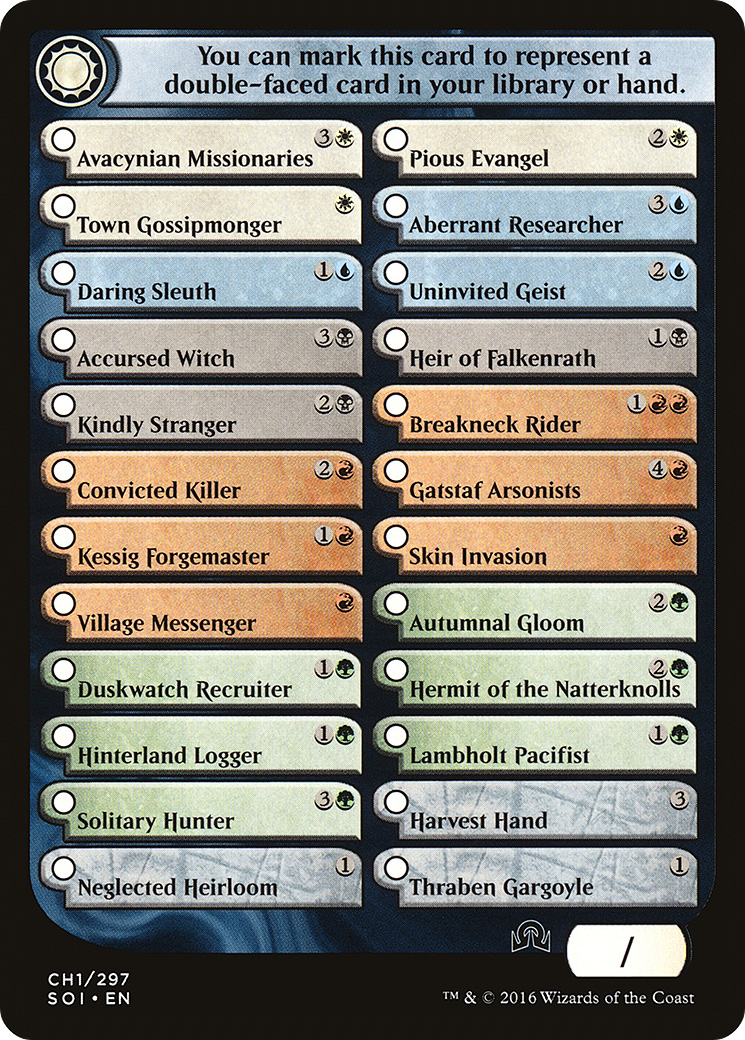 Shadows Over Innistrad Checklist 1 [Shadows over Innistrad Tokens]-1