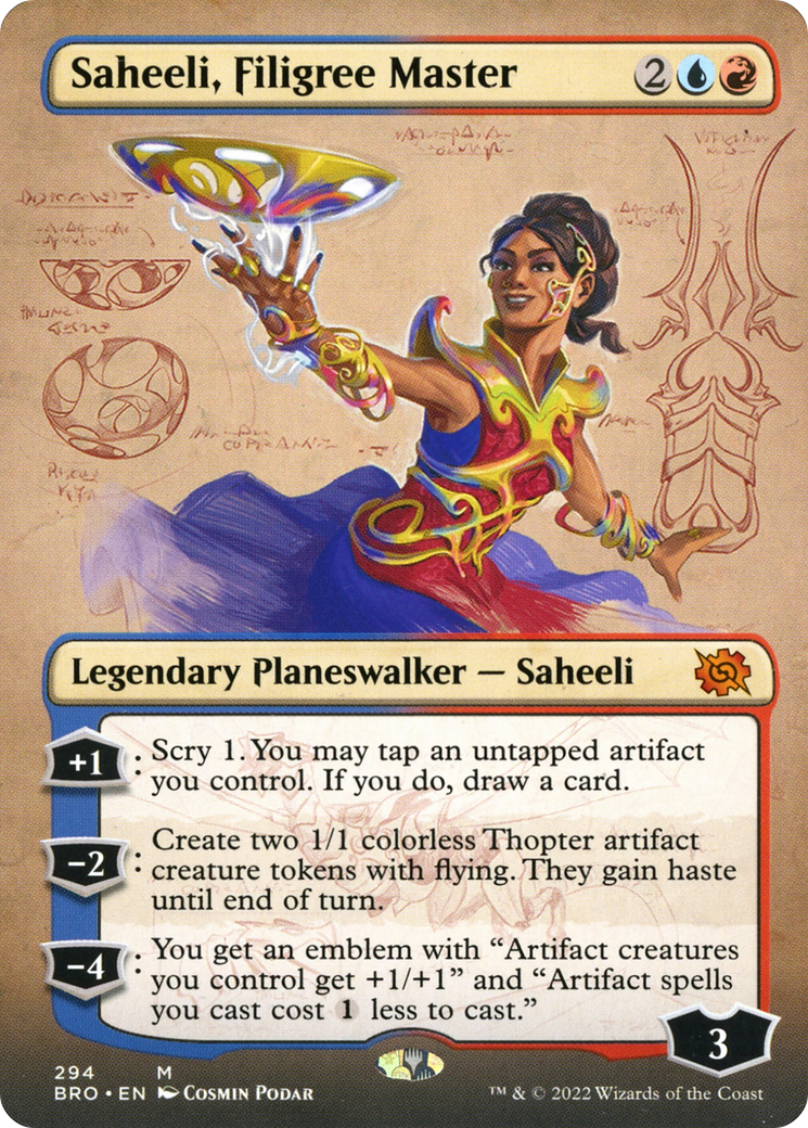 Saheeli, Filigree Master (Borderless Alternate Art) [The Brothers' War]-1