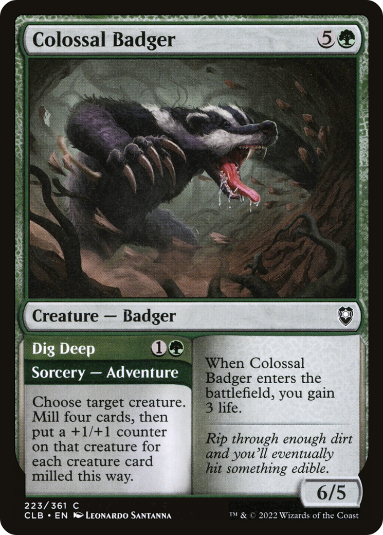 Colossal Badger // Dig Deep [Commander Legends: Battle for Baldur's Gate]-1
