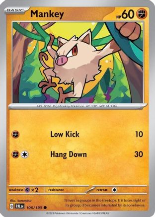 Mankey (106/193) (Cosmos Holo) [Scarlet & Violet: Paldea Evolved]-1