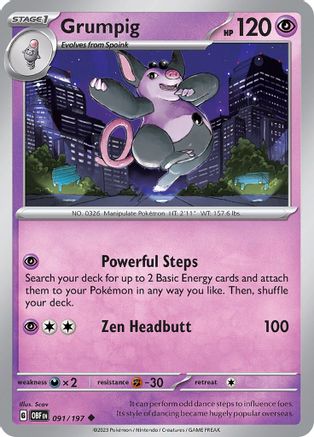 Grumpig (091/197) [Scarlet & Violet: Obsidian Flames]-1