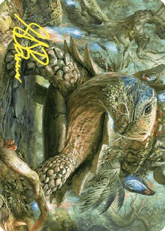 Blossoming Tortoise Art Card (Gold-Stamped Signature) (ASWOE-024) - Art Series: Wilds of Eldraine-1