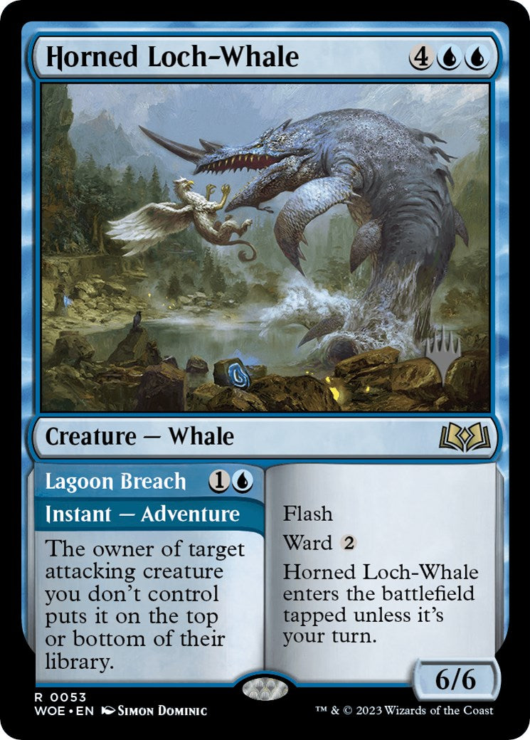 Horned Loch-Whale // Lagoon Breach (Promo Pack) [Wilds of Eldraine Promos]-1