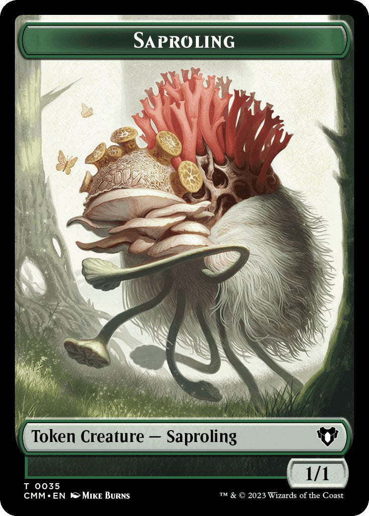 Saproling // Stoneforged Blade Double-Sided Token [Commander Masters Tokens]-1