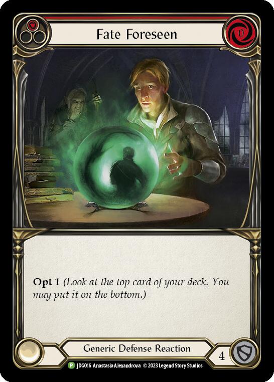 Fate Foreseen (Red) (Cold Foil) [JDG016] (Promo)  Cold Foil-1