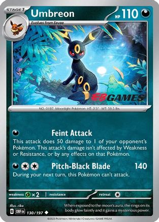 Umbreon (130/197) (EBGames Exclusive) [Scarlet & Violet: Obsidian Flames]-1