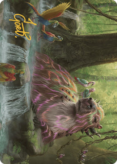 Basking Capybara Art Card (Gold-Stamped Signature) [The Lost Caverns of Ixalan Art Series]-1