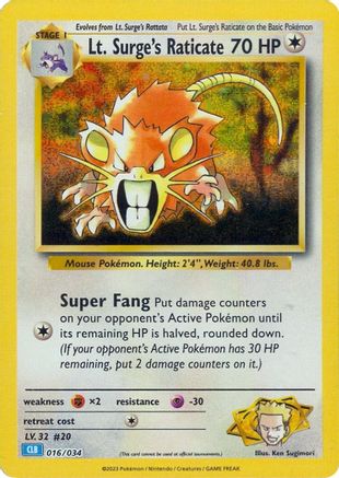 Lt. Surge's Raticate [Trading Card Game Classic]-1