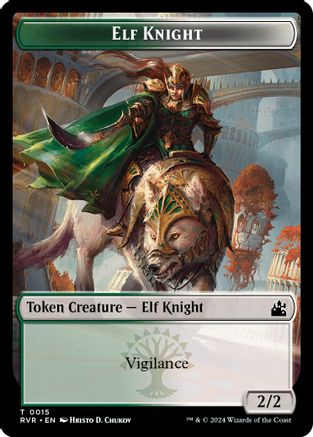 Elf Knight // Angel (0002) Double-Sided Token (RVR-15 // 2) - Ravnica Remastered Foil-1