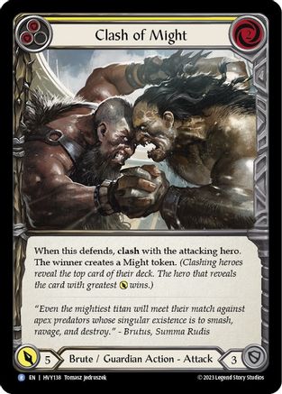 Clash of Might (Yellow) [HVY138] (Heavy Hitters)  Rainbow Foil-1