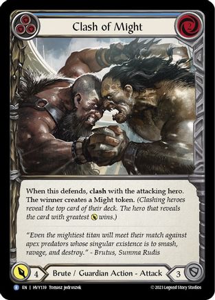 Clash of Might (Blue) [HVY139] (Heavy Hitters)  Rainbow Foil-1