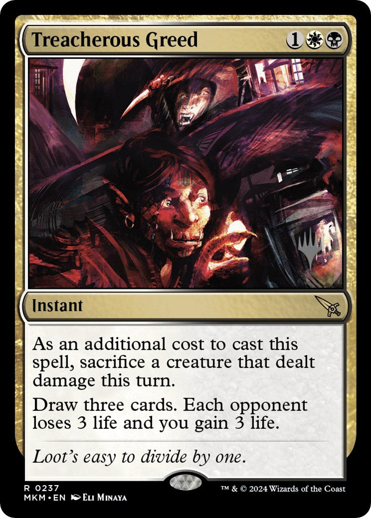 Treacherous Greed (Promo Pack) [Murders at Karlov Manor Promos]-1