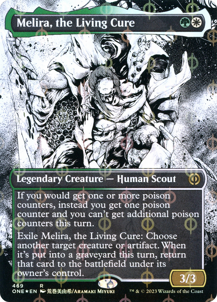 Melira, the Living Cure (Borderless Manga Step-and-Compleat Foil) [Phyrexia: All Will Be One]-1