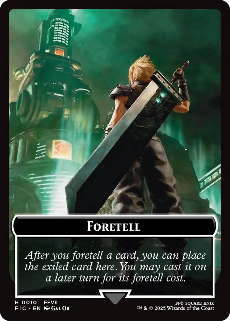 Foretell // Treasure Double-Sided Token (Surge Foil) [FINAL FANTASY Commander Tokens]-1