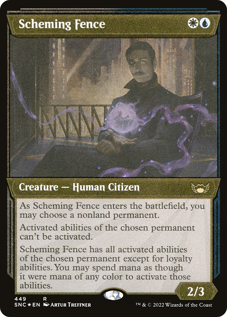 Scheming Fence (Showcase Art Deco Foil Etched) [Streets of New Capenna]-1