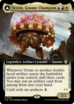 Tetzin, Gnome Champion // The Golden-Gear Colossus (Extended Art) [The Lost Caverns of Ixalan Commander]-4