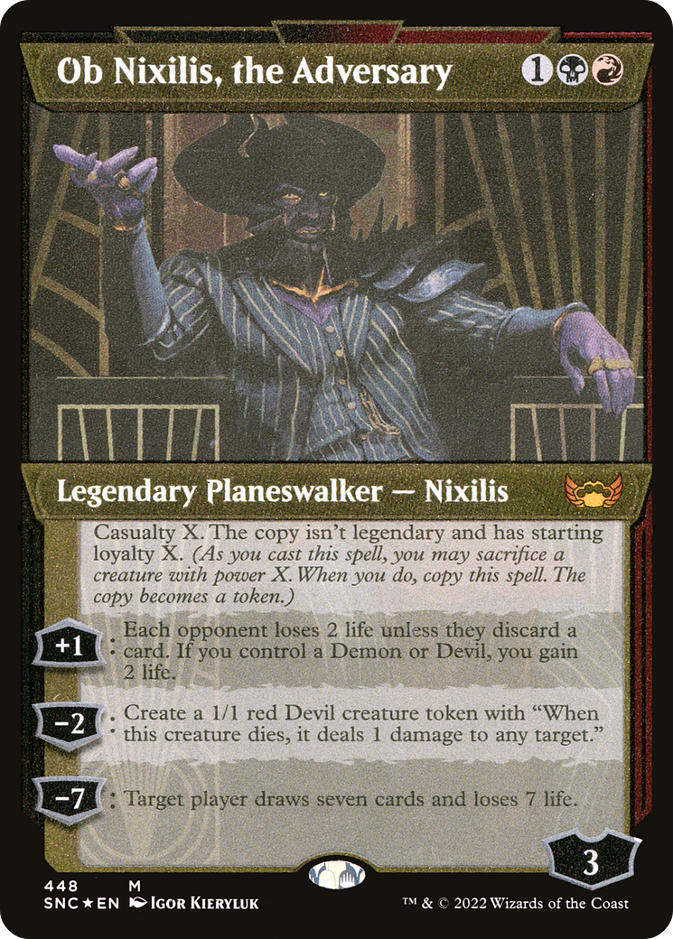 Ob Nixilis, the Adversary (Showcase Art Deco Foil Etched) [Streets of New Capenna]-1