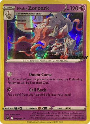 Hisuian Zoroark (076/196) (EB Games Exclusive) [Sword & Shield: Lost Origin]-1