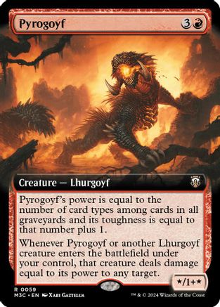 Pyrogoyf (Extended Art) (Ripple Foil) [Modern Horizons 3 Commander]-1