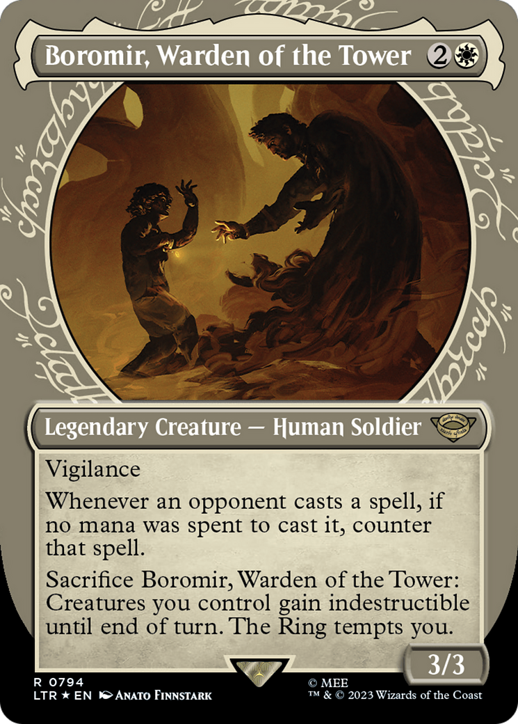 Boromir, Warden of the Tower (Showcase) (Surge Foil) [The Lord of the Rings: Tales of Middle-Earth]-1