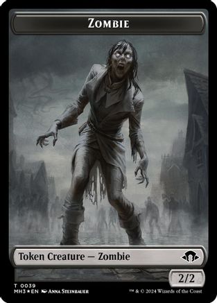Zombie (Ripple Foil) // Elephant Double-Sided Token (M3C-39 // 18) - Modern Horizons 3 Commander Foil-1