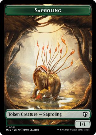 Saproling (Ripple Foil) // Emblem - Garruk, Apex Predator Double-Sided Token (M3C-21 // 27) - Modern Horizons 3 Commander Foil-1