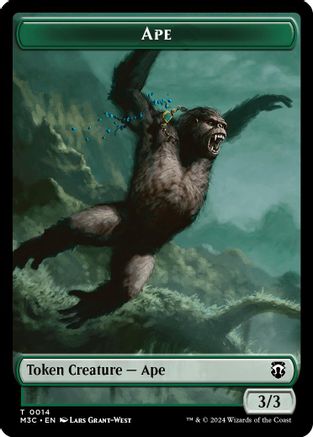 Ape (Ripple Foil) // Plant Double-Sided Token [Modern Horizons 3 Commander Tokens]-3