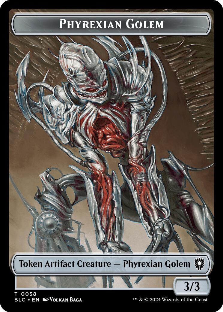 Phyrexian Golem // Faerie Double-Sided Token [Bloomburrow Commander Tokens]-1