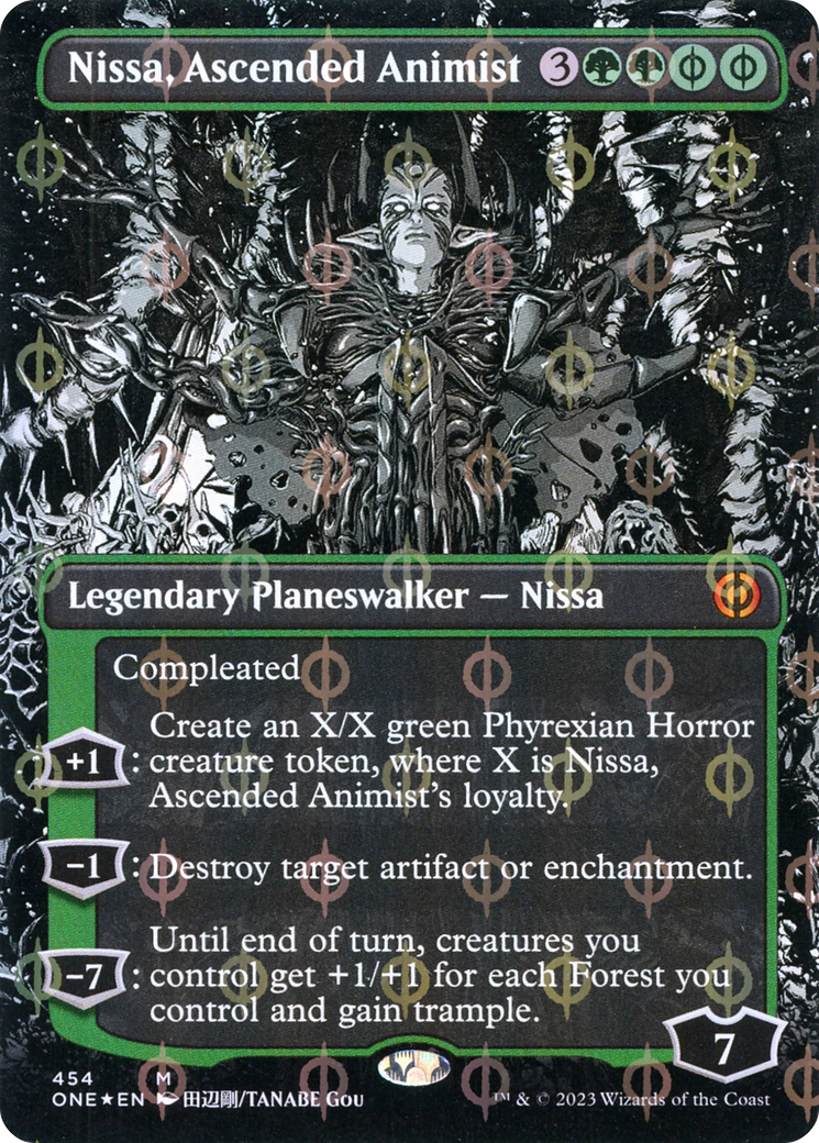 Nissa, Ascended Animist (Borderless Manga Step-and-Compleat Foil) [Phyrexia: All Will Be One]-1