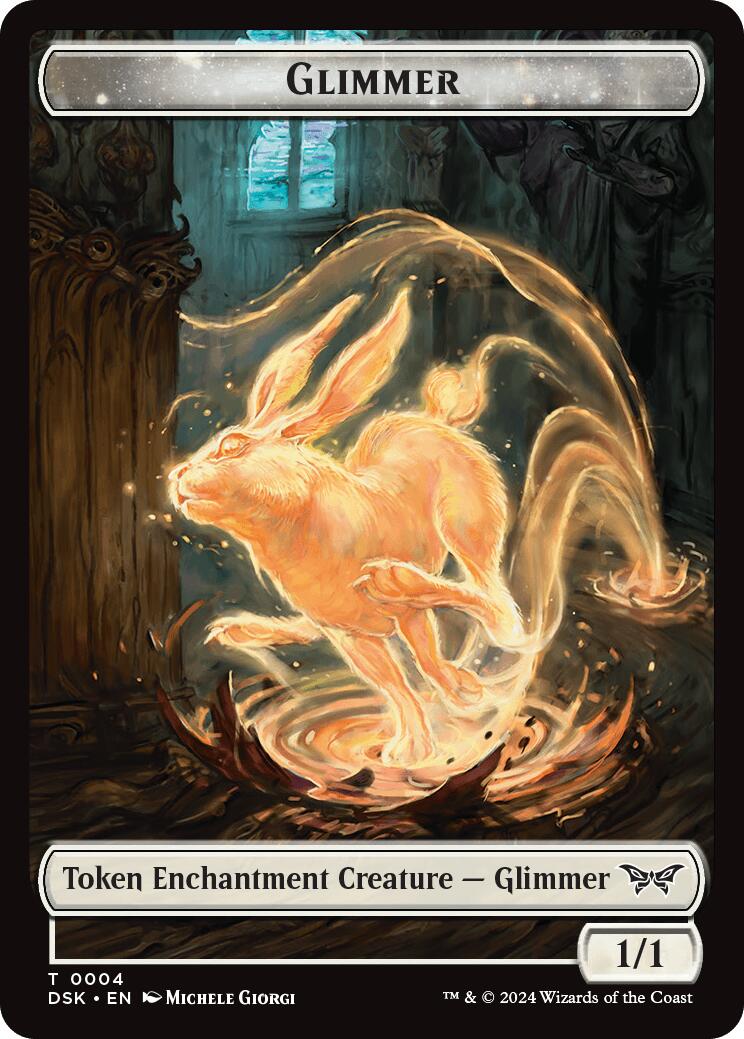 Glimmer // Scarecrow Double-Sided Token [Duskmourn: House of Horror Commander Tokens]-1