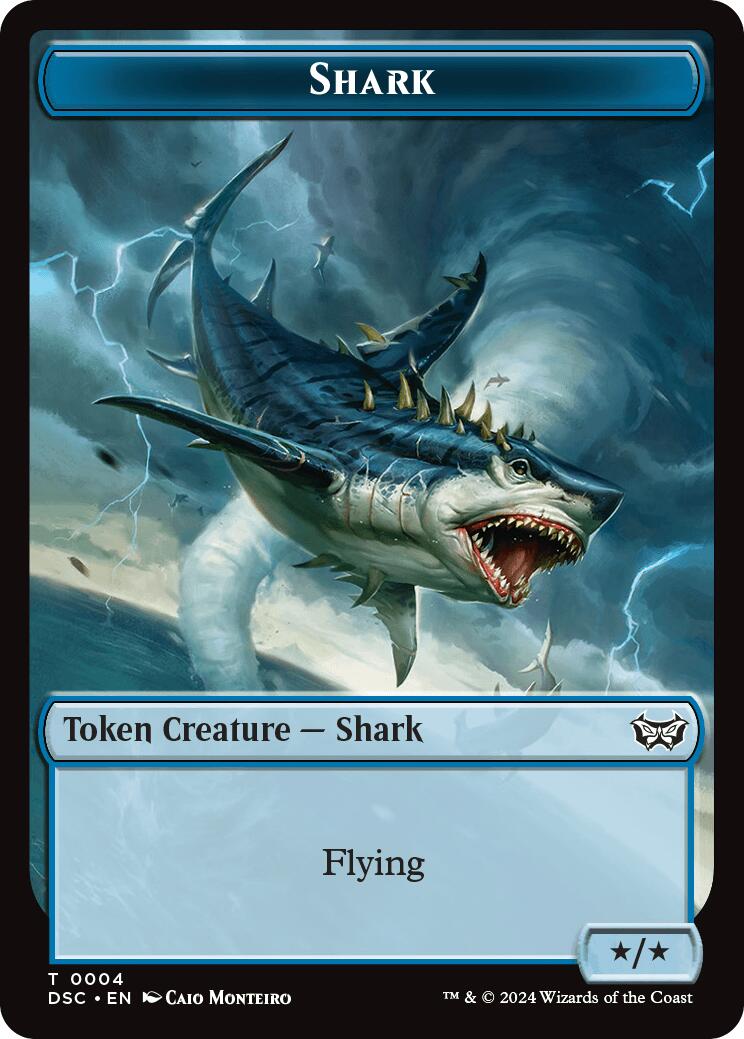Shark // Copy Double-Sided Token [Duskmourn: House of Horror Commander Tokens]-1