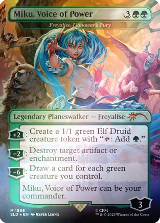 Miku, Voice of Power - Freyalise, Llanowar's Fury (Rainbow Foil) [Secret Lair Drop Series]-1