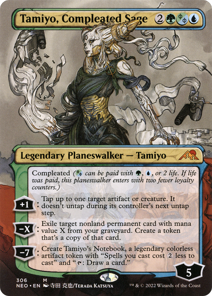 Tamiyo, Compleated Sage (Borderless) [Kamigawa: Neon Dynasty]-1