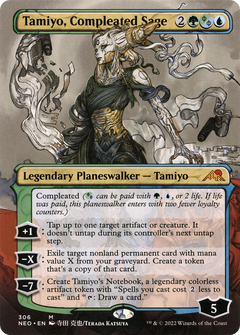 Tamiyo, Compleated Sage (Borderless) [Kamigawa: Neon Dynasty]-1