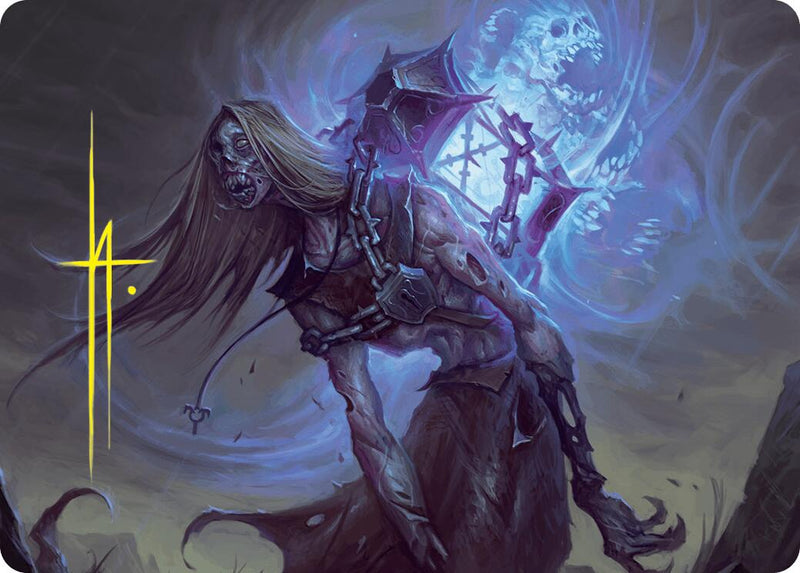 Soul-Shackled Zombie Art Card (9/54) (Gold-Stamped Signature) [Foundations Art Series]-1