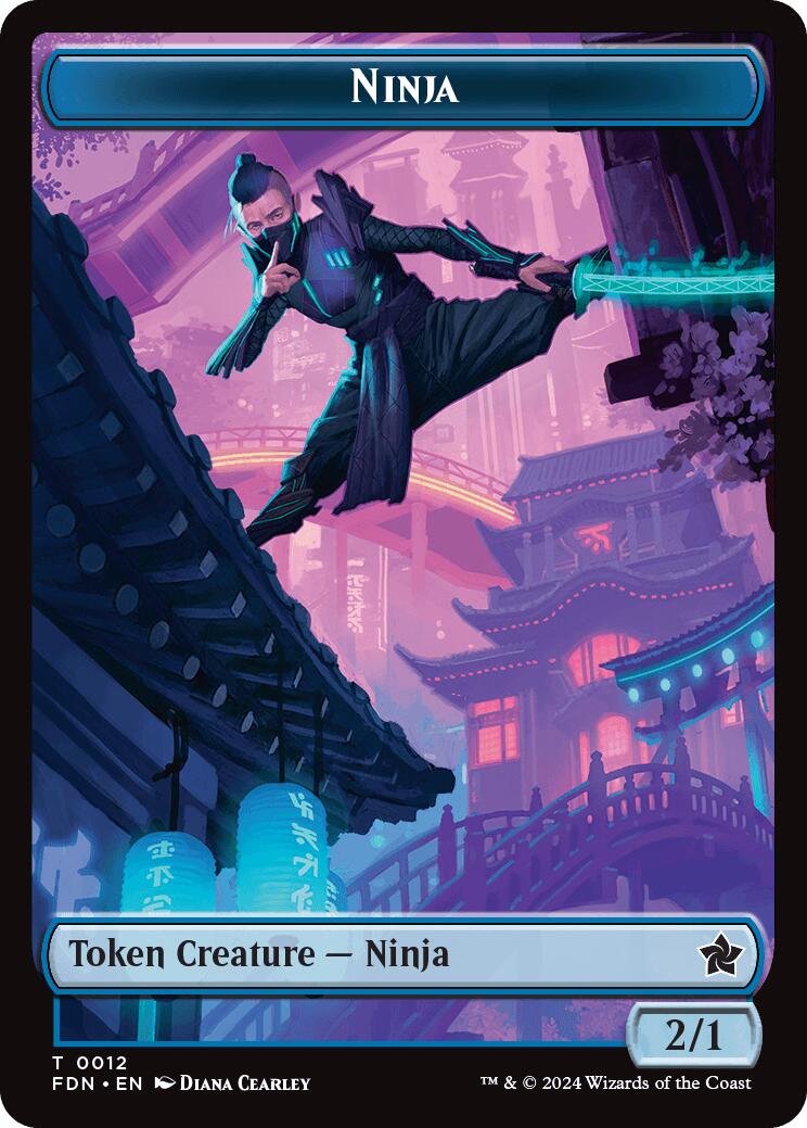 Emblem - Kaito, Cunning Infiltrator // Ninja Doubled-Sided Token [Foundations Tokens]-2