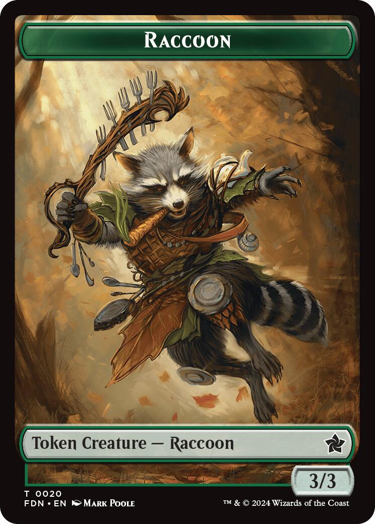 Elf Warrior // Raccoon Doubled-Sided Token [Foundations Tokens]-2