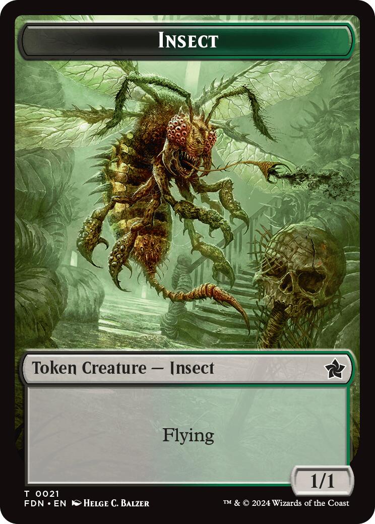Zombie // Insect Doubled-Sided Token [Foundations Tokens]-2