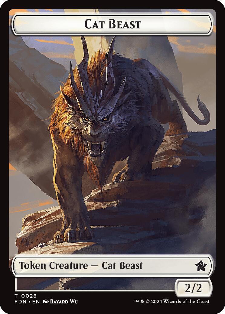 Cat Beast // Dragon (0017) Double-Sided Token [Foundations Tokens]-1