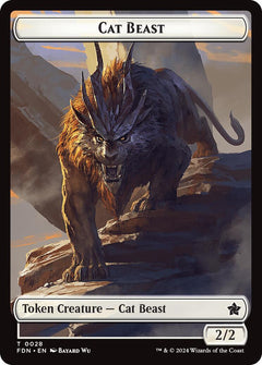 Cat Beast // Dragon (0017) Double-Sided Token [Foundations Tokens]-1