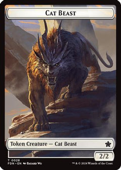 Cat Beast // Dragon (0017) Double-Sided Token [Foundations Tokens]-3