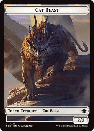 Cat Beast // Dragon (0017) Double-Sided Token [Foundations Tokens]-3