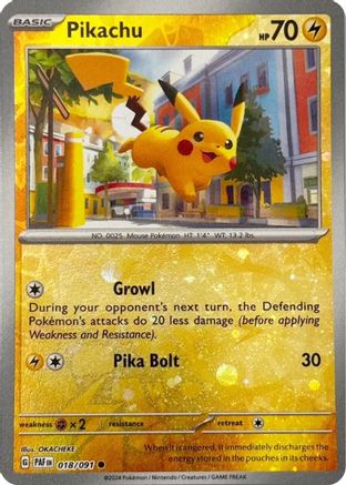 Pikachu (018/091) (Reverse Cosmos Holo) [Scarlet & Violet: Paldean Fates]-1