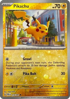 Pikachu (018/091) (Reverse Cosmos Holo) [Scarlet & Violet: Paldean Fates]-1