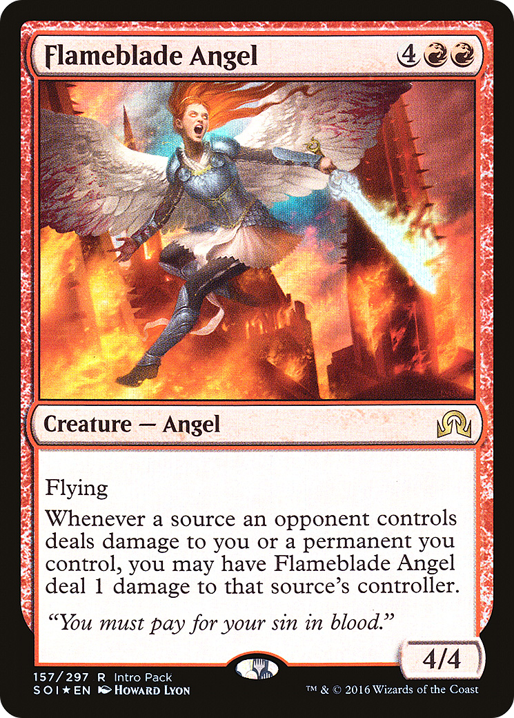 Flameblade Angel (Intro Pack) [Shadows over Innistrad Promos]-1